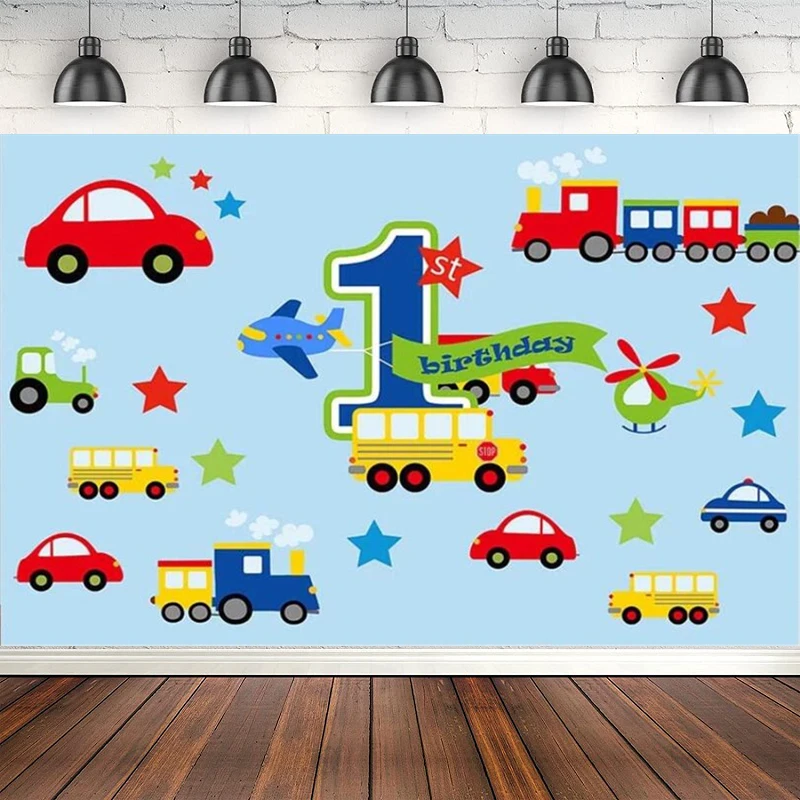 

Photography Backdrop 1st Birthday Party Car Airplane Star Poster Decor Photocall Banner Background Photo Studio