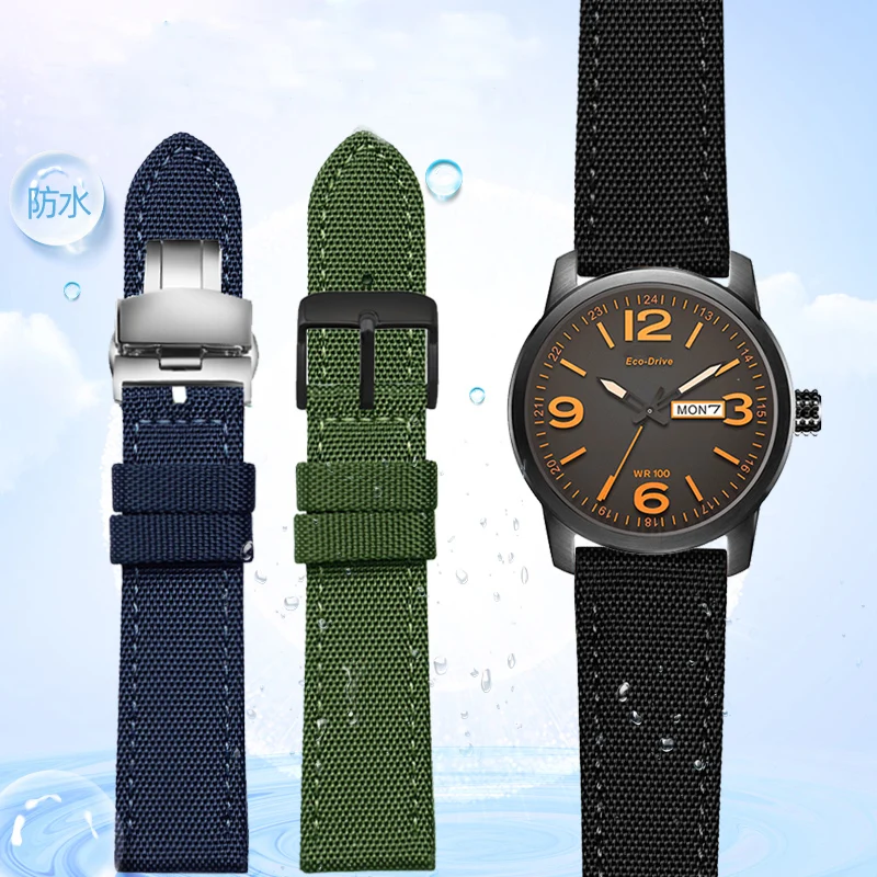 

For Citizen Seiko No. 5 Lwc Tissot waterproof nylon watch belt, general men's and women's canvas watch band18/ 20/ 22/23/24mm