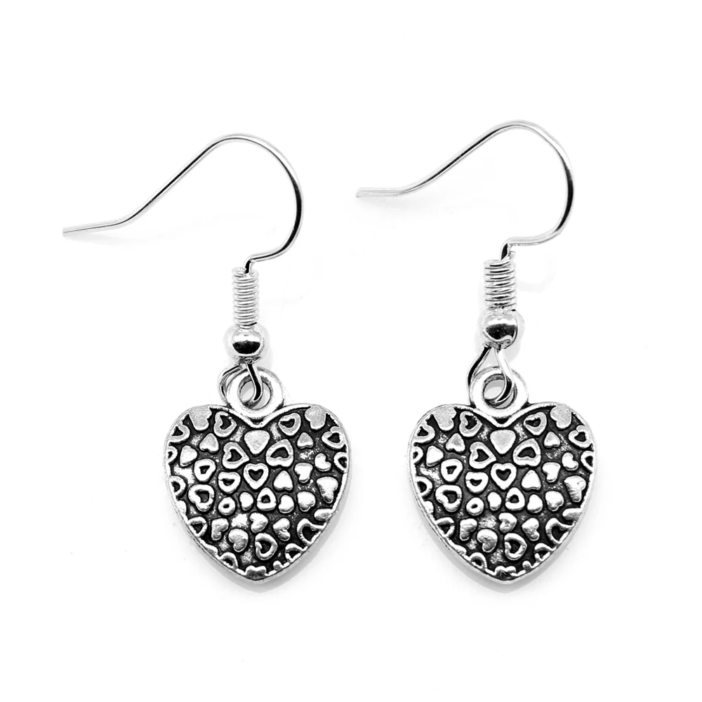 Серьги персиковые в форме сердца 13 х15 мм 1 пара