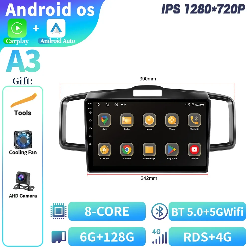 

Беспроводной стереоэкран Carplay для Honda Freed 2008-2016 4G WIFI Ярко-черный автомобильный радиоприемник Android 14