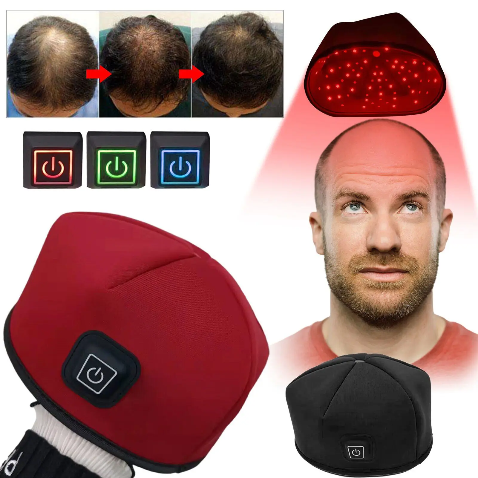 Near Infrared Red Light Therapy Cap Hair Regrowth Anti Hair Loss Treatment Hat