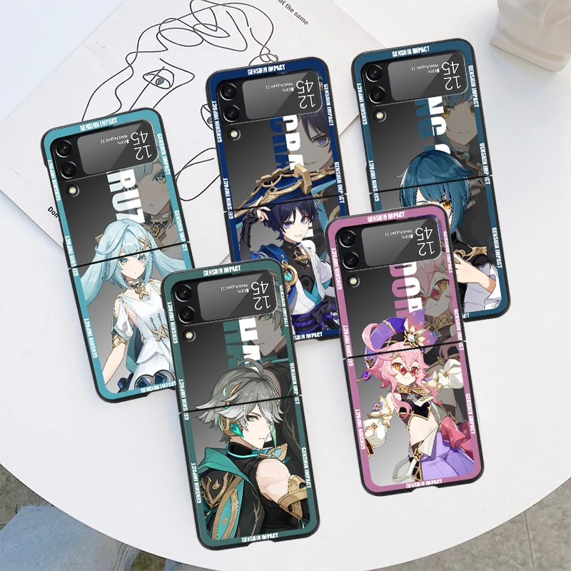 

Phone Case For Samsung Galaxy Z Flip 3 4 5G ZFlip3 ZFlip4 zflip3 flip4 Black Hard ZFlip Shell Cover Genshin Impat Alhaitham Cool