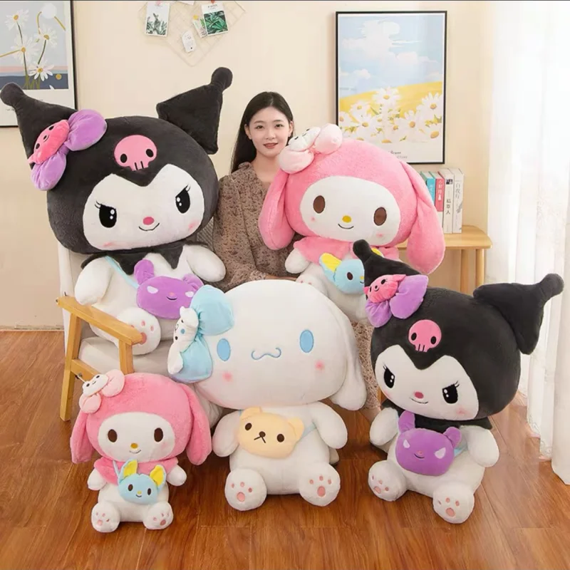 

100cm Large Sanrio Kawaii Kuromi My Melody Cinnamoroll Plush Dolls Soft Stuffed Pillow Anime Figure Cartoon Room Decor Kids Gift