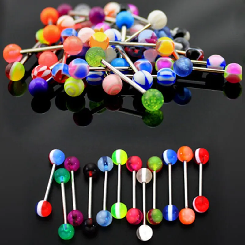 

10/30/50 Premium Tongue Nipple Ear Rings Bars Barbell Body Piercing Jewelry