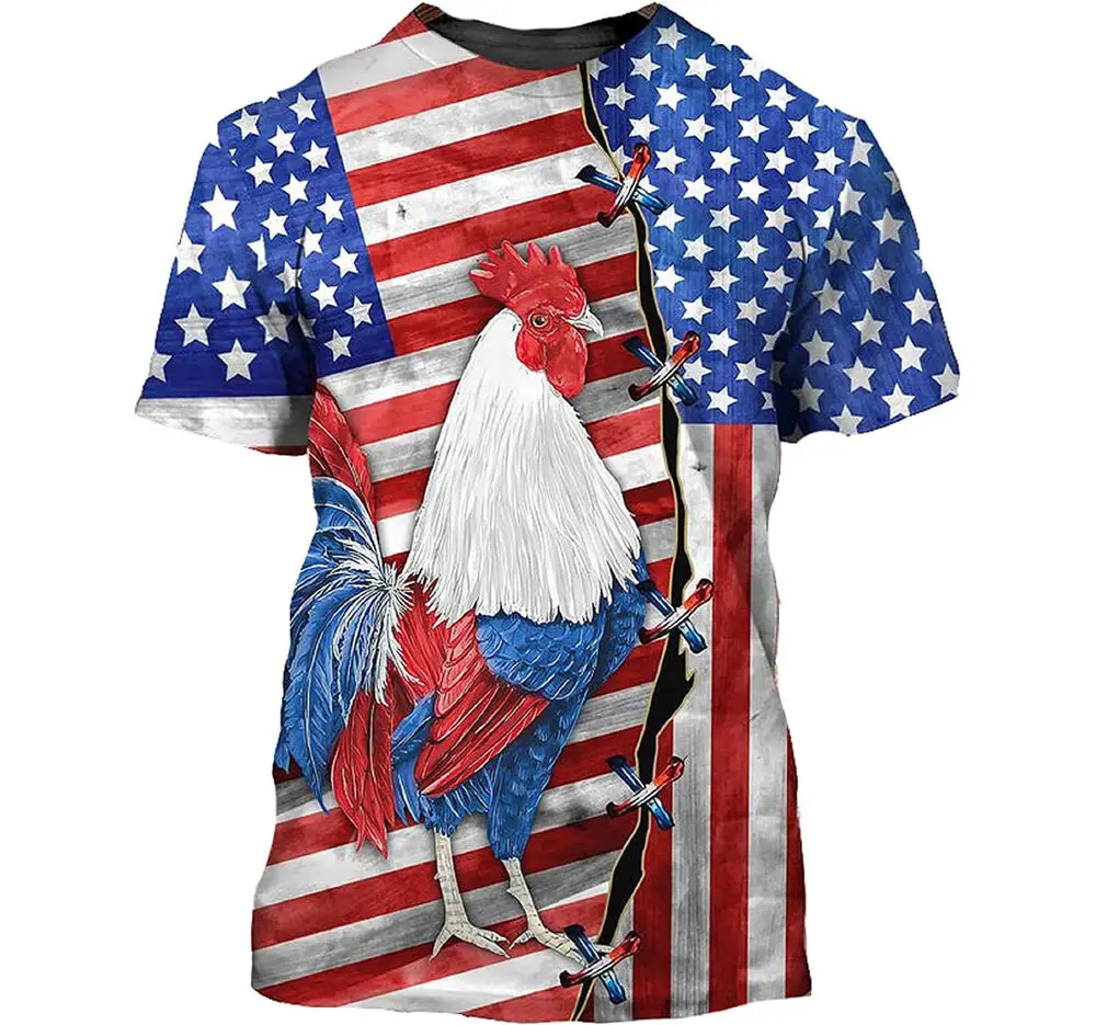 Rooster Flag Sportwear Up Hd 3D Printed T-shirt
