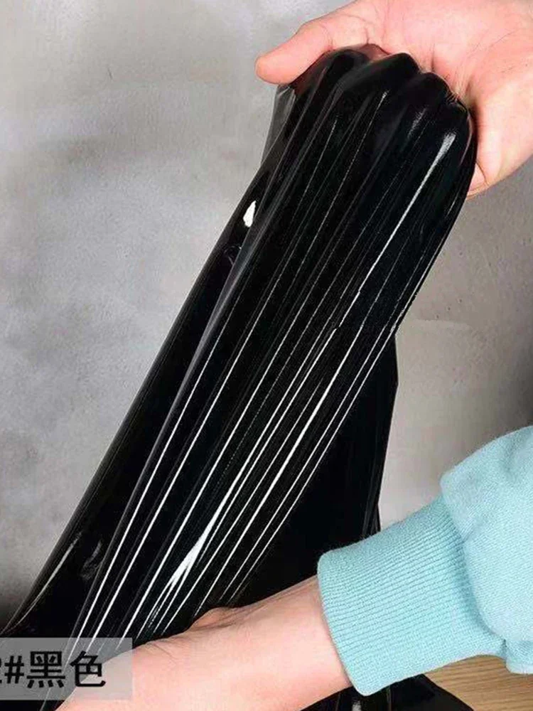 Женские брюки-карандаш из искусственного латекса с высокой талией блестящие