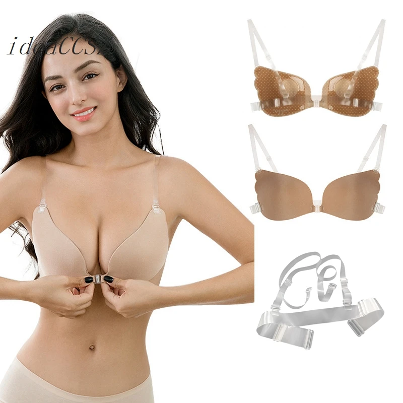 

Sexy Invisible Bra For Women Dress Push Up Strapless Underwear Silicone Backless Lingerie Female Fox Gathered A-G Big Cups