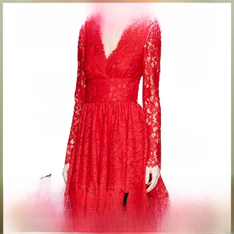 Большое красное платье с вышивкой осенне-зимнее в том же самое со звездами