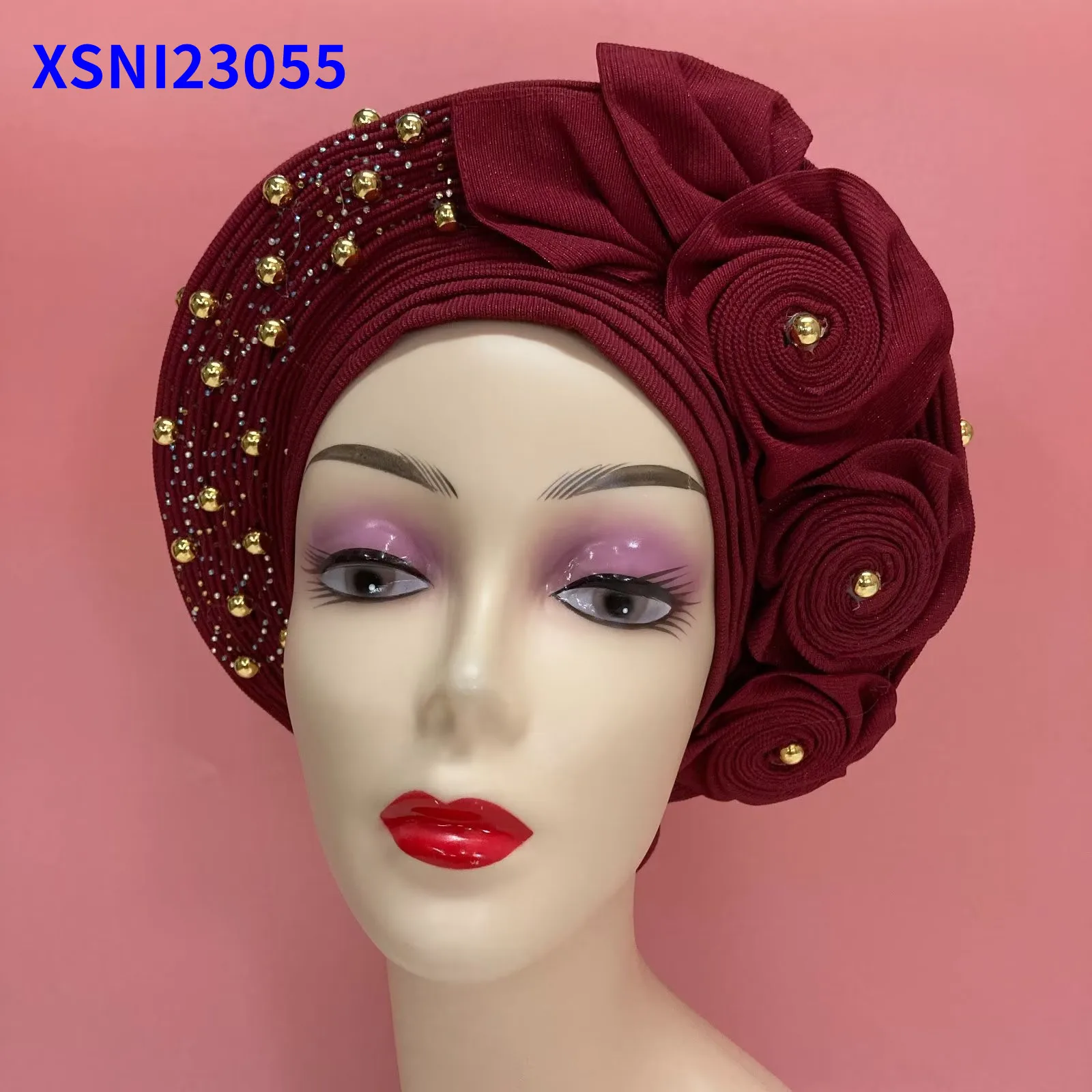 

Nigerian African High Quality Beads Headtie Wrap For Wedding And Party XSNI23055B