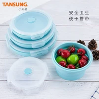round silicone collapsible lunch box portable folding microwave container food storage picnic camping rectangle outdoor boxs