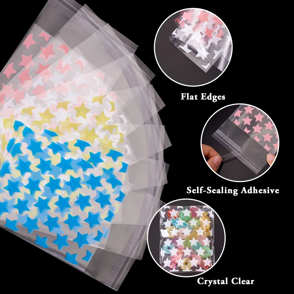 Pandahall 100 шт. 4 цвета прямоугольные самоклеящиеся пакеты с уплотнением