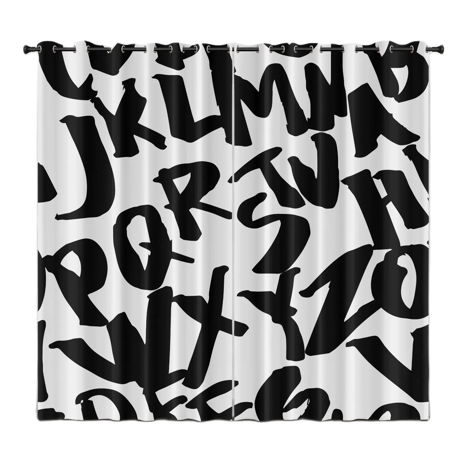 

Nordic Thickened Shading Window Living Room Bedroom Thermal Insulation Letter Pattern Printed Solid Curtain