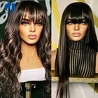 Парики Аметист #27 блонд с хайлайтером, парики машинной работы с челкой, верхняя часть кожи головы, бразильские свободные волнистые человеческие волосы без повреждений, парики с бахромой