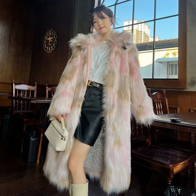 

Новинка 2023, женское меховое пальто, женская зимняя модная темпераментная Толстая Женская Шуба из искусственного лисьего меха высокого качества NBH915