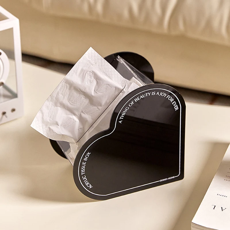

Nordic Style Heart Shaped Acrylic Tissue Box Removable Tissue Storage Box Decoration Home Office Storage Organizers Boxes Gift
