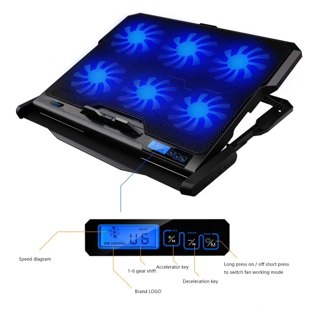 

Подставка-Кулер для ноутбука, 6 вентиляторов, 2 USB-порта