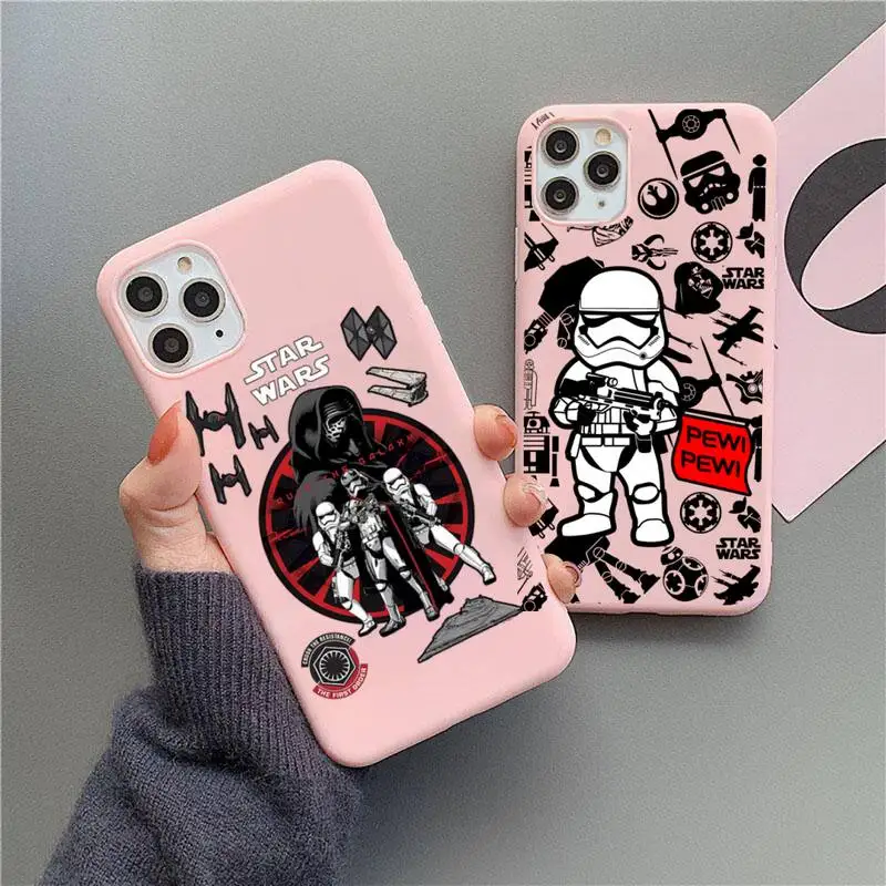 

Star Wars Hero Fashion Phone Case For iphone 13 12 11 Pro Max Mini XS 8 7 6 6S Plus X SE 2020 XR Matte Candy Pink Silicone cover