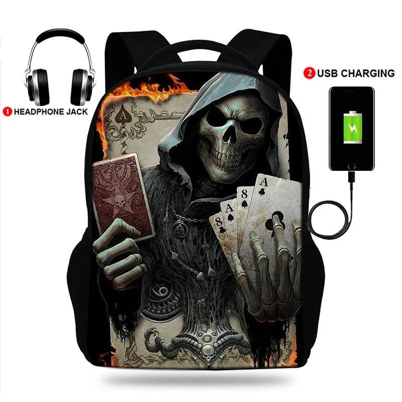 

School Bags 3D Print Kids Backpack Schoolbags Grim Reaper Skeleton Bookbags For Teenager Girls Boys Children Book Bag