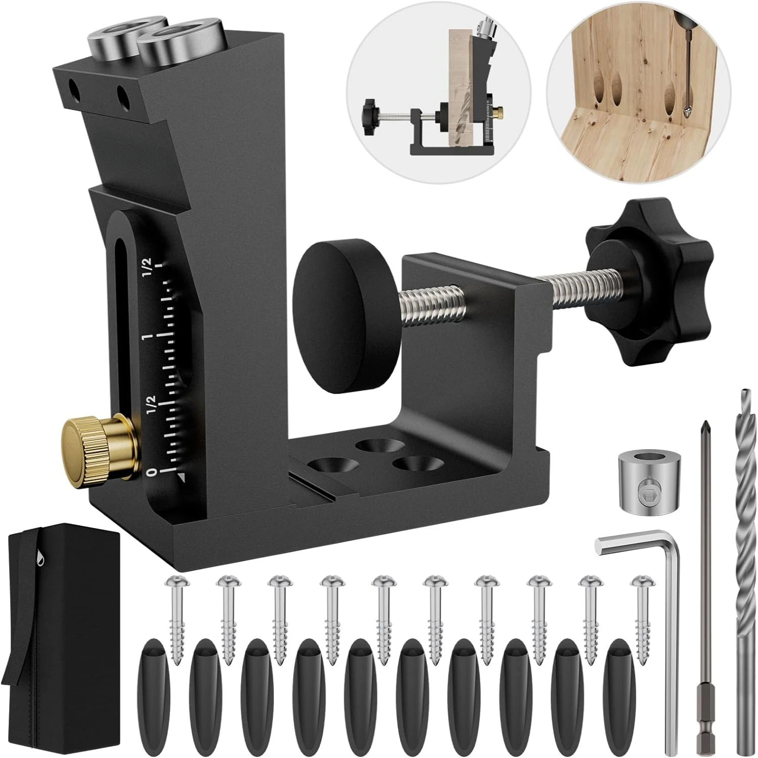 Портативный и регулируемый набор приспособлений для карманных отверстий