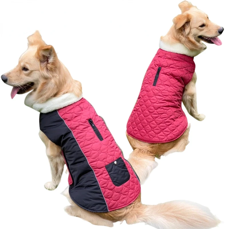 

2022 New Pet Clothes Winter Warm Vest Cotton Jacket Can Be Worn On Both Sides of The Dog Vest Clothes Big Dog Coat Clothing
