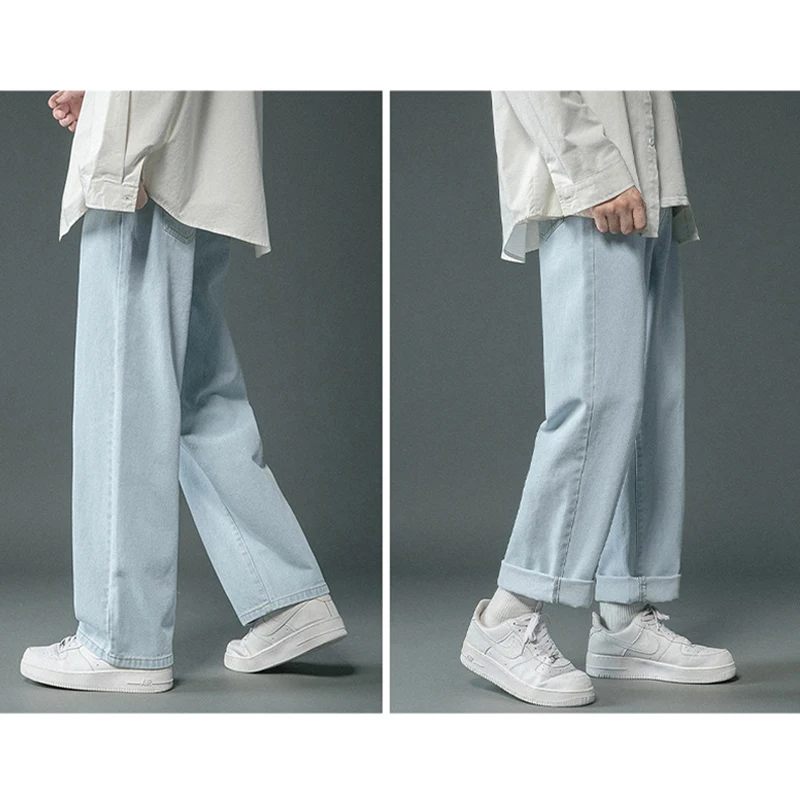 2023 New Men Straight Jeans Loose Casual Hip Hop Streetwear Black Denim Pants Male Baggy Korean Fashion Cargo Pants Men Clothing