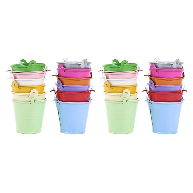 

24Pcs Planter For Flowers Mini Buckets Metal Table Decoration (Random Color)