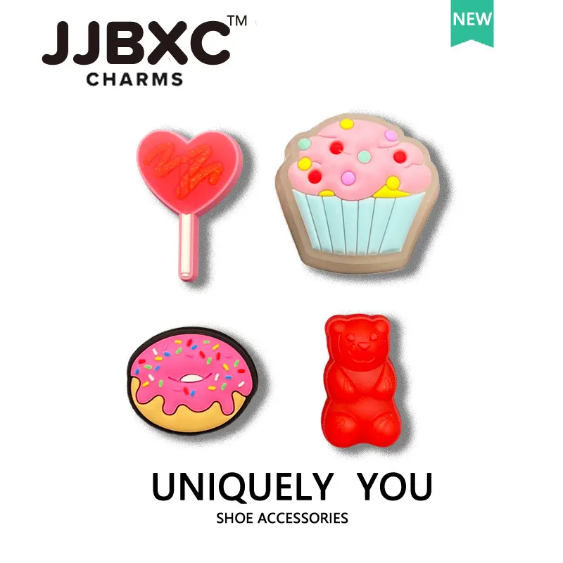 Фото JJBXC CHARM пряжка для обуви аксессуары для обуви пончик конфеты медведь светодиодный торт DIY модные украшения для обуви подходят для кроссовок №1