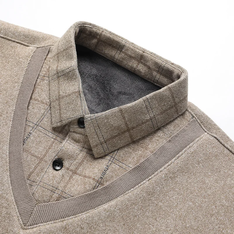 Осень-зима мужские пуловеры из двух предметов свитер с длинными рукавами рубашки