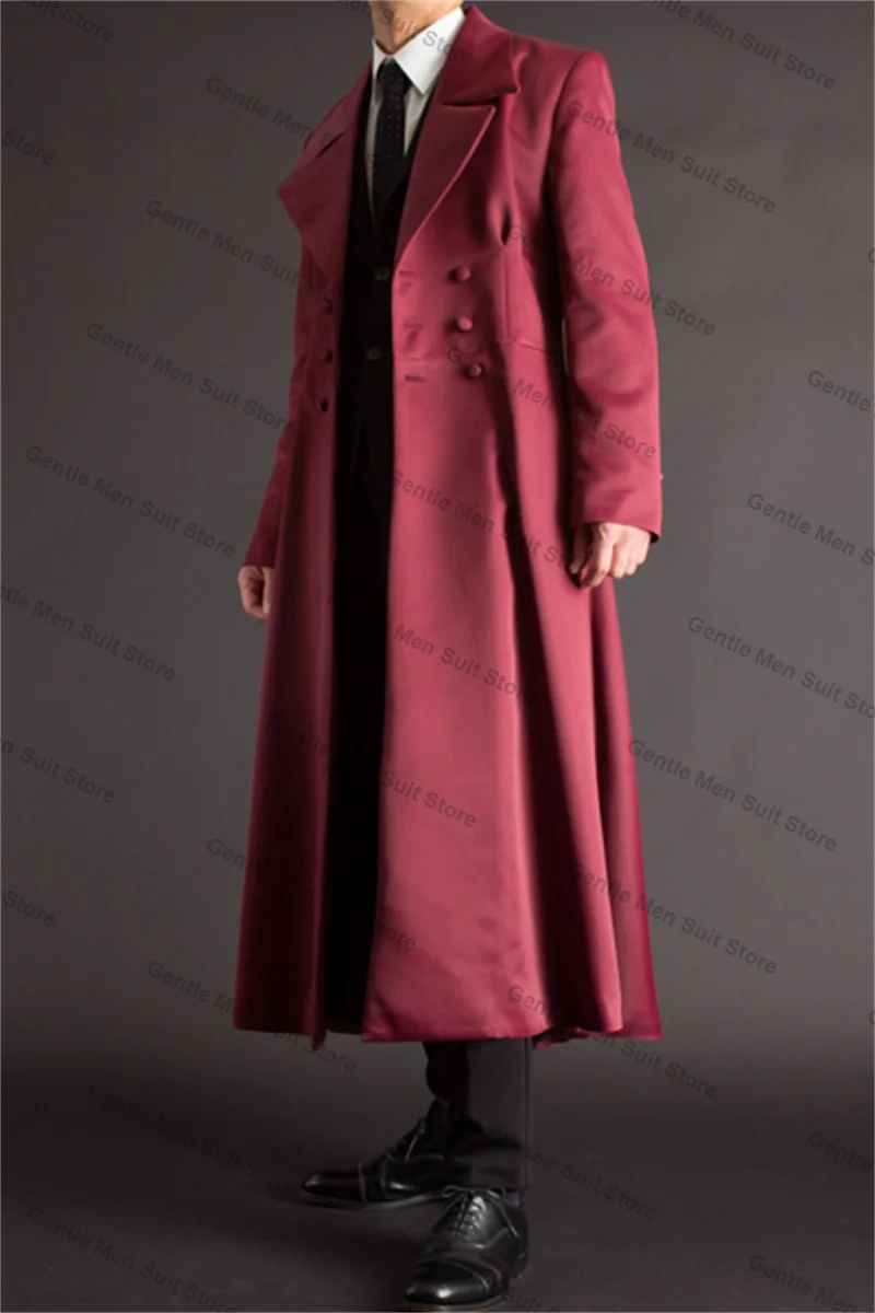 Длинные черные мужские костюмы комплект из 2 предметов: пиджак + брюки смокинг для