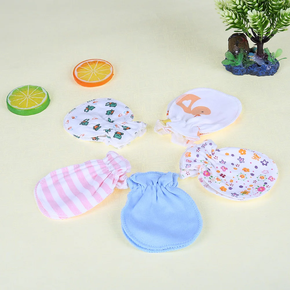 

5Pair Soft Cotton Baby Gloves Four Seasons Gloves Newborn Safety Gloves