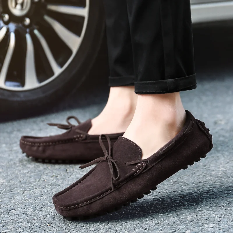 for Loafer Men Suede Genuine Leather Loafers Flats Man Casual Shoes Mans Moccasins Men Driving Shoes Italian Luxury Boat Shoes