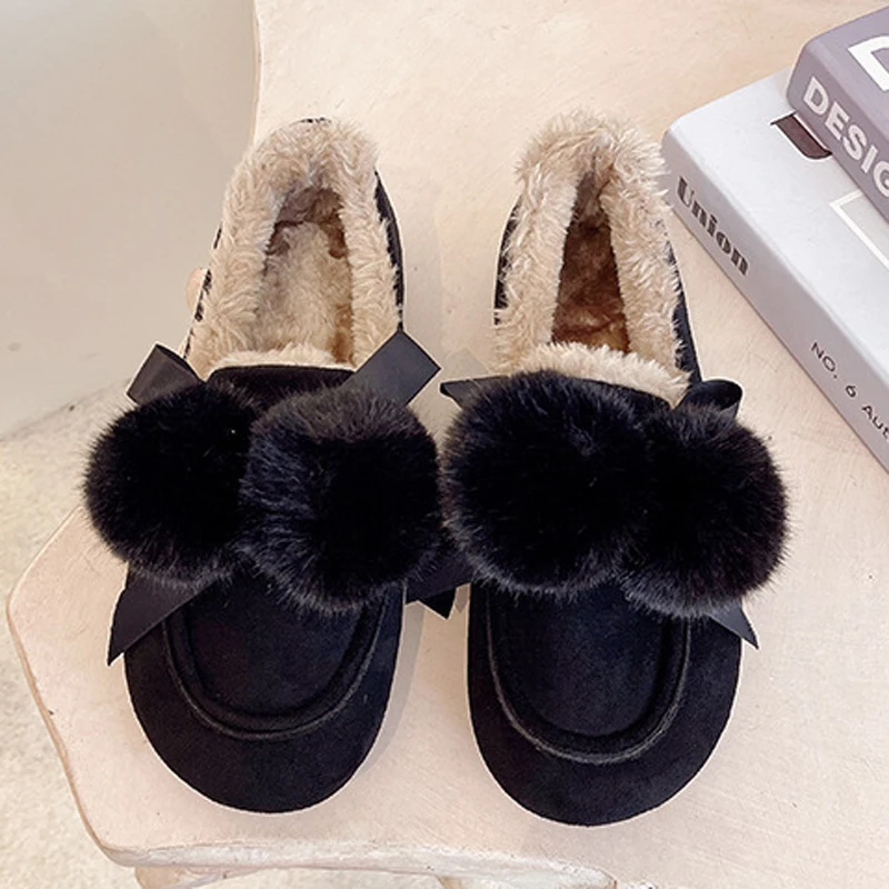 Купи 2022 Winter Fluffy Moccasin Faux Suede Fuzzy Flats Slip On House Plush Shoes Women Flock Loafers Casual Soft Faux Fur Slippers за 514 рублей в магазине AliExpress