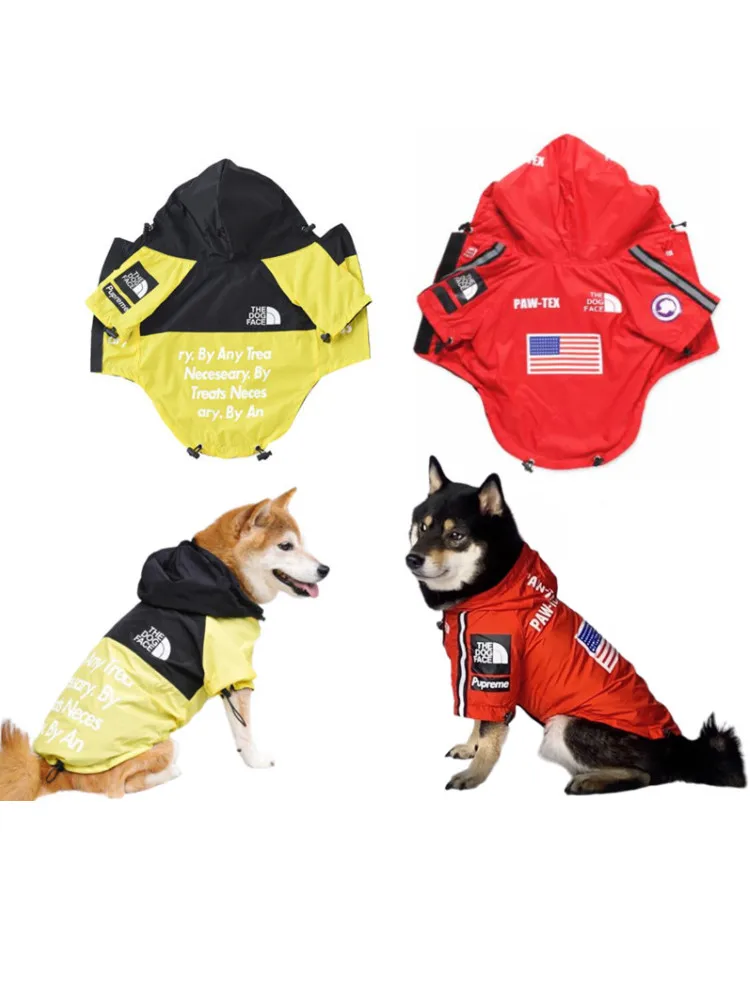 Dog Face Jacket Clothes Pet Puppy Hoodies Raincoats Weatherproof Sweatshirt For Large Medium Small Dogs Apparel Costume
