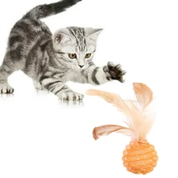pet cat toys pet items colorful scratching cats feather balls interactive chewing plastic pipe feather roll balls training toys