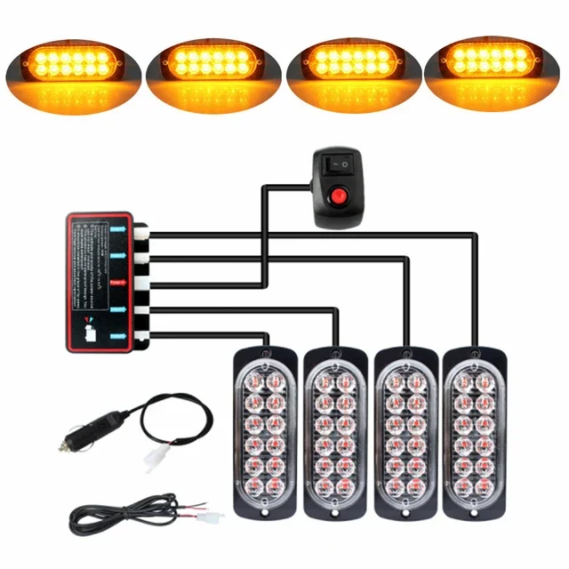 

Светодиодный автомобильный стробоскоп, мигающий 48 светодиодных фонарей, аварийный оранжевый стробоскоп, 12 В, мигающий автомобильный свет, стробоскоп, автомобильная сигнальная лампа