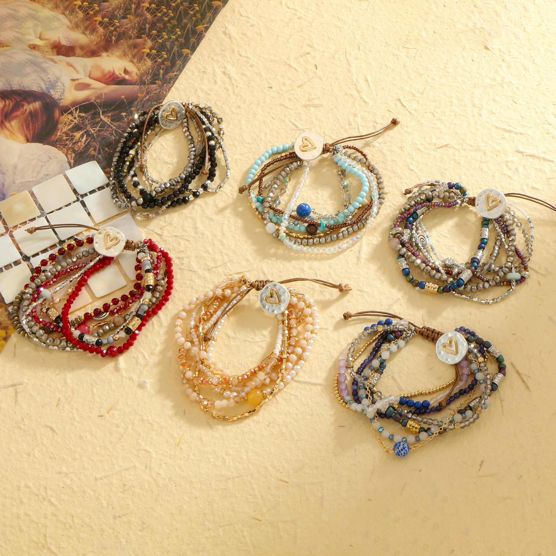 Женский Круглый Кулон В богемном стиле с натуральным камнем