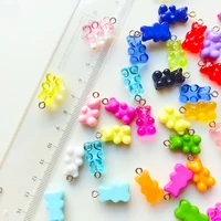 2pcs colorful resin gummy bear charms transparent bear pendants for making diy bracelet necklaces earrings jewelry accessories