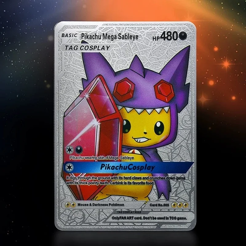 Новинка 9 моделей DIY металлические карты с покемоном ярлык Vmax из серебра Боевая