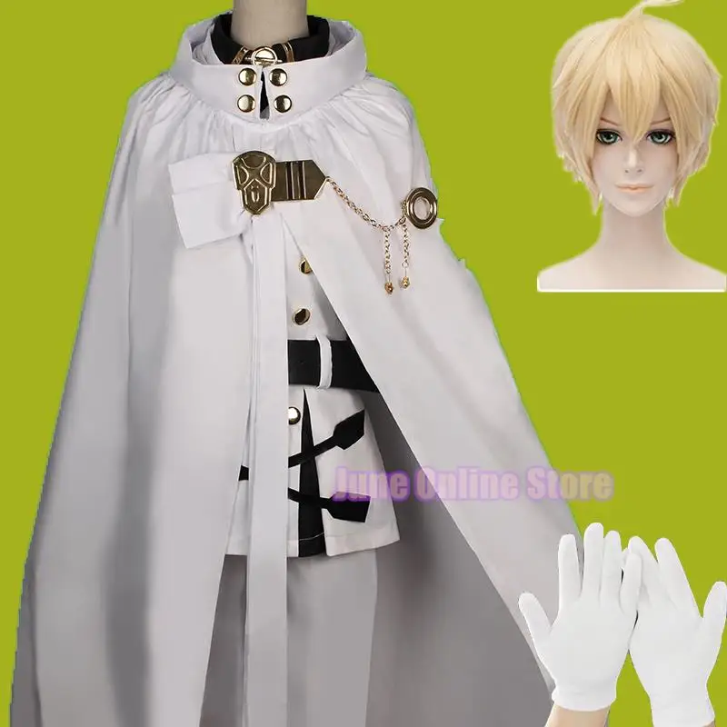 

Seraph of the End Mikaela Hyakuya Vampire Cosplay Costume Owari no Serafu Halloween Uniform Full set with wigs