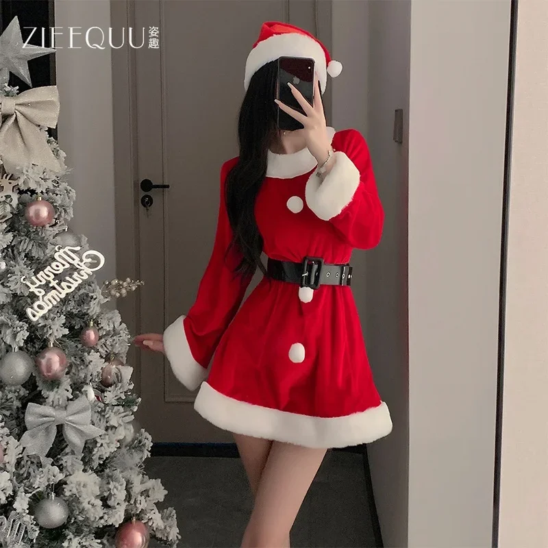 

Ziqi Christmas Decoration Fit Sexy Suspender Sexy Underwear Women New Year Velvet Uniform Suit Wholesale 6218