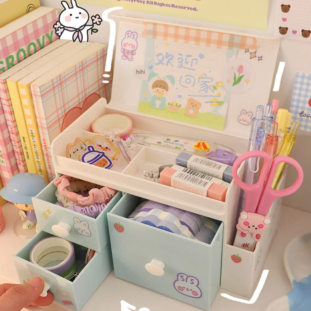 

Desktop Storage Box Multi-functional Pen Holder Office Drawer Jewelry Storage Organizer Sundries Stationery Finishing Box