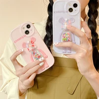 fashion trend broken flower candy bear phone case cover for iphone 11 12 13 pro x xr xs max shockproof case for iphone 13 cases