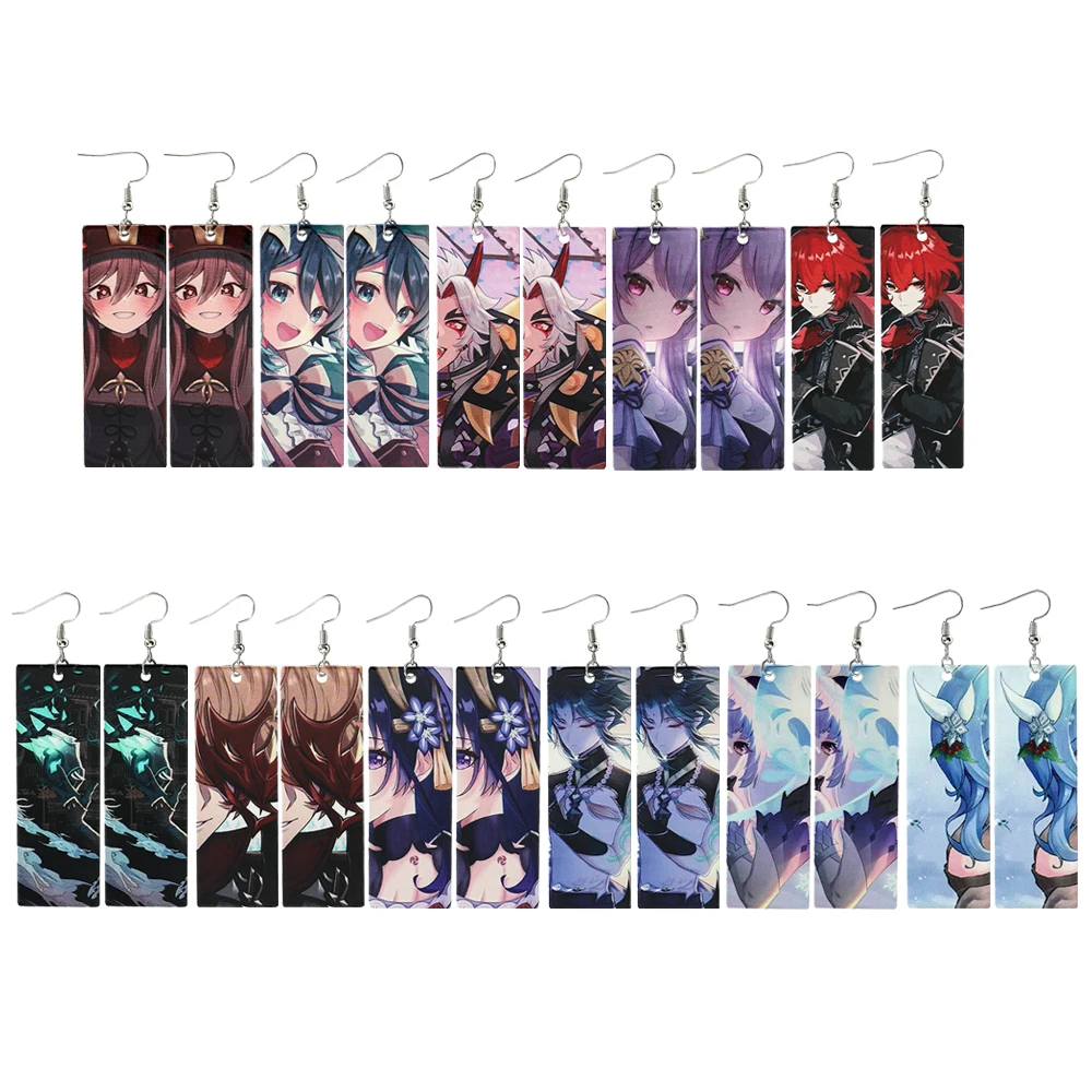 Женские акриловые серьги Genshin Impact в стиле аниме