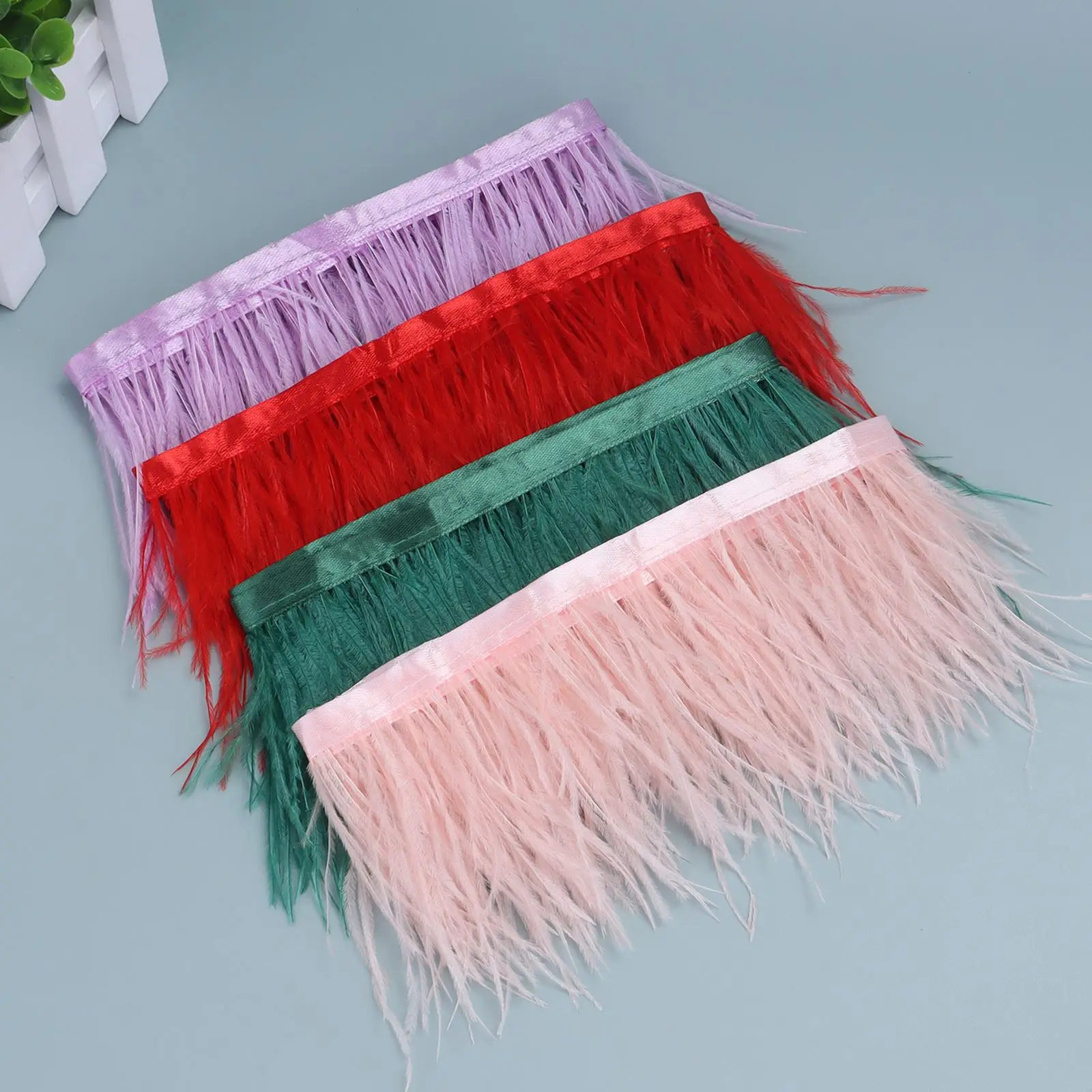 

Real Ostrich Feather Trim Ribbon Height 8-10 CM Ribbon Decoration for Wedding Party Dress Clothes Sewing Crafts Plume Wholesale