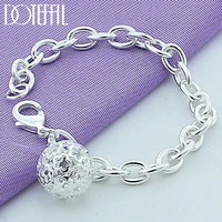 doteffil 925 sterling silver round hollow ball pendant bracelet for women charm wedding engagement fashion party jewelry