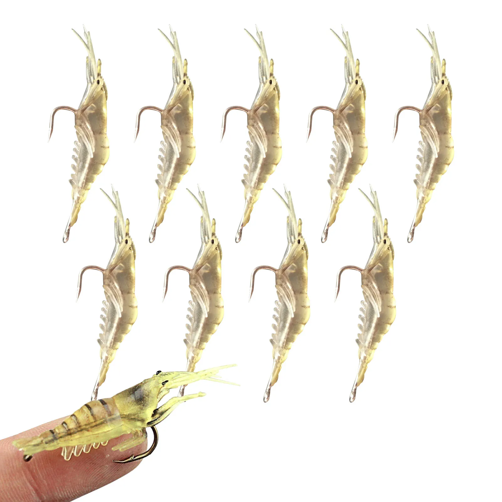 

10pcs Isca Artificial Soft Shrimp Lure Worm For Fishing Bait 1.4g/4cm Hook Sharp Crankbait Lures Silicone Shone Prawn Bait Pesca