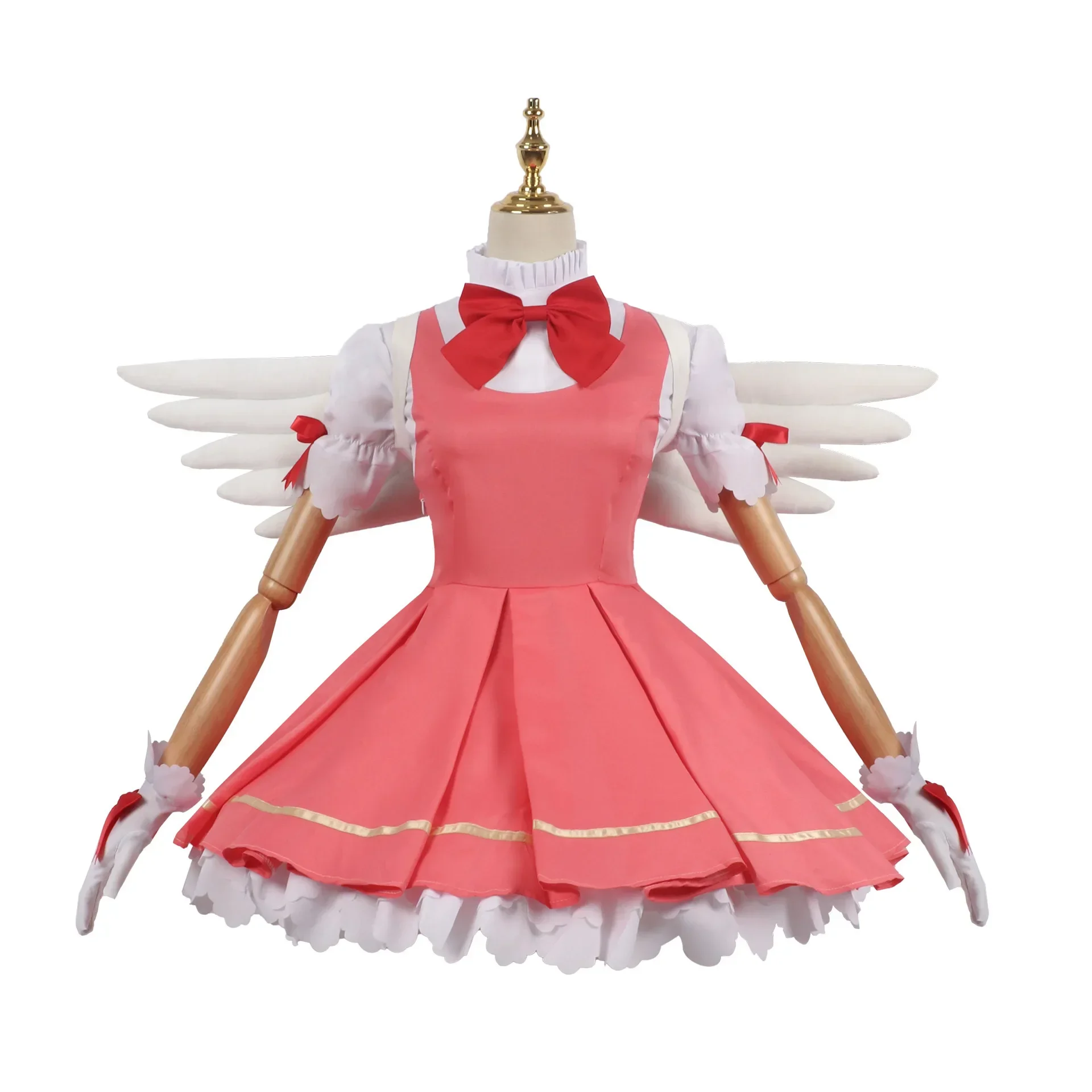 Аниме Card Captor Sakura Kinomoto Косплей Костюм Парик Женщина Розовая Боевая Униформа Милая