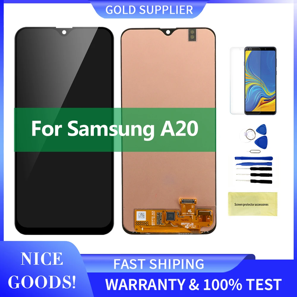 ЖК-дисплей Super AMOLED для Samsung Galaxy A20 A205 SM-A205F A205G A205U, сменный сенсорный экран с дигитайзером в сборе, 1 шт.