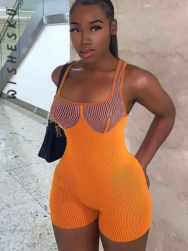 

Женский комбинезон без рукавов, Облегающий комбинезон в рубчик с открытой спиной, на бретельках, летний джоггеры, спортивная одежда, 2022
