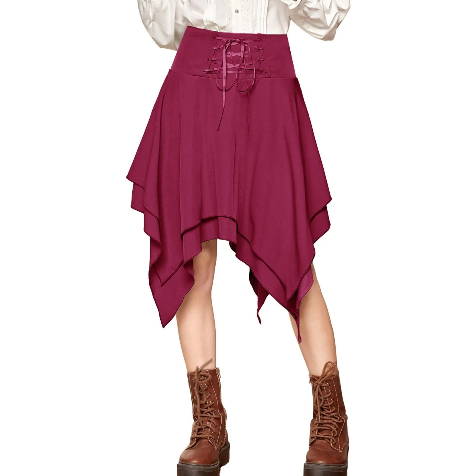 Женский Асимметричный костюм на шнуровке готическая юбка завязках с оборками